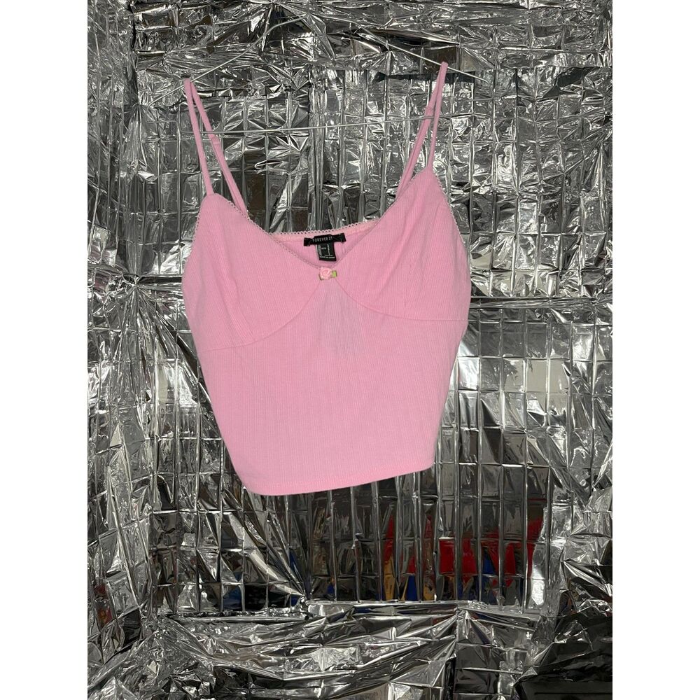 Forever 21 Rose Cropped Tank Top Size L
